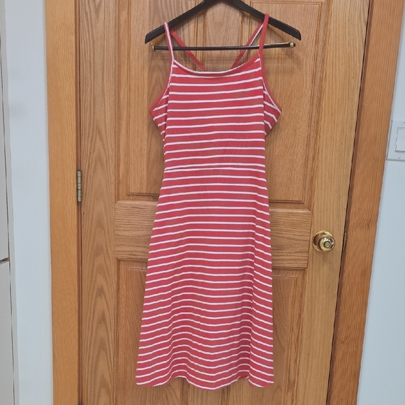 Pact Women's Organic Cotton Fit & Flare Midi Dress- Shorty, W/O Strips, L, Preow - Picture 3 of 14